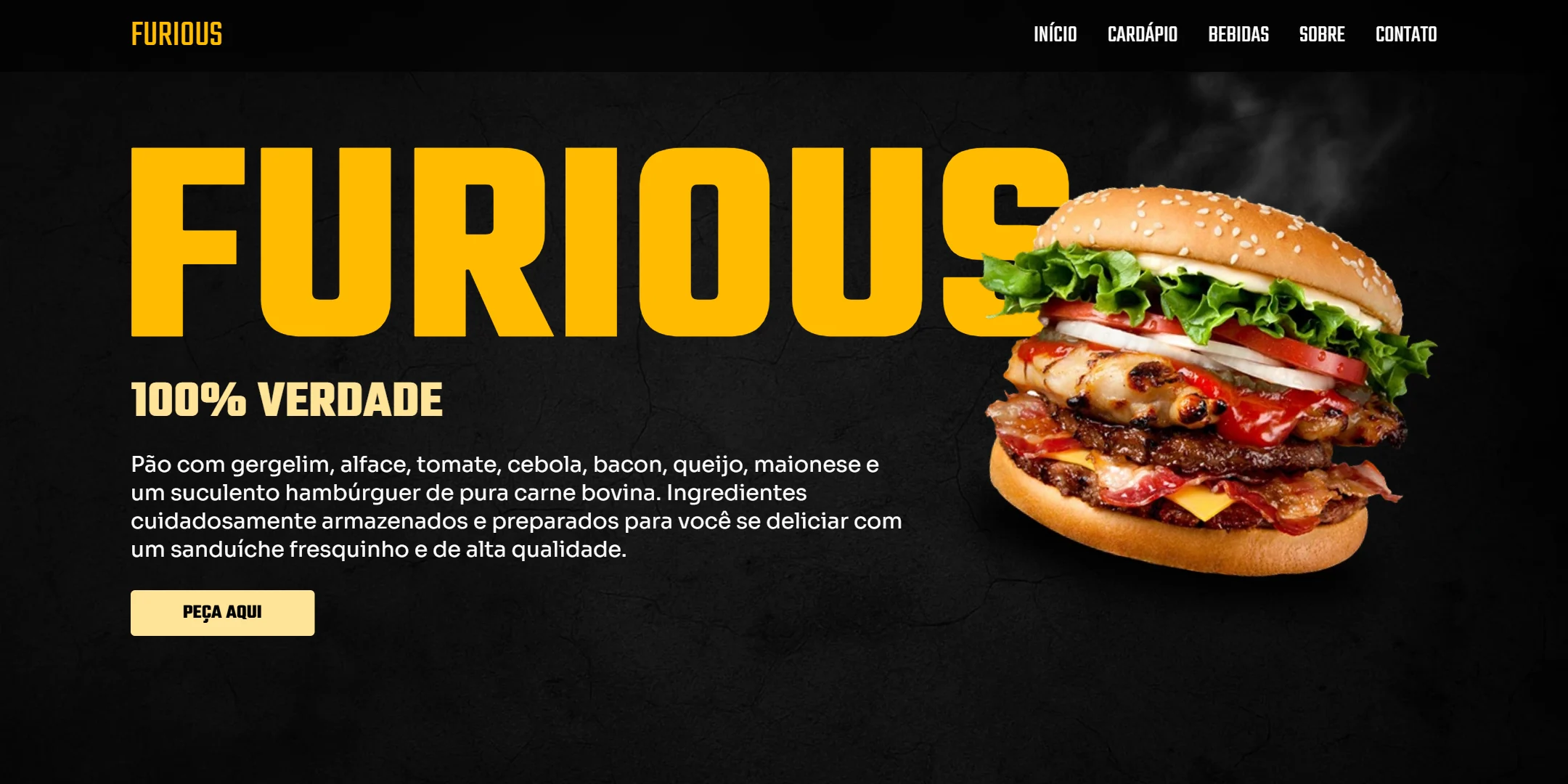 Home do site da Hamburgueria Furious